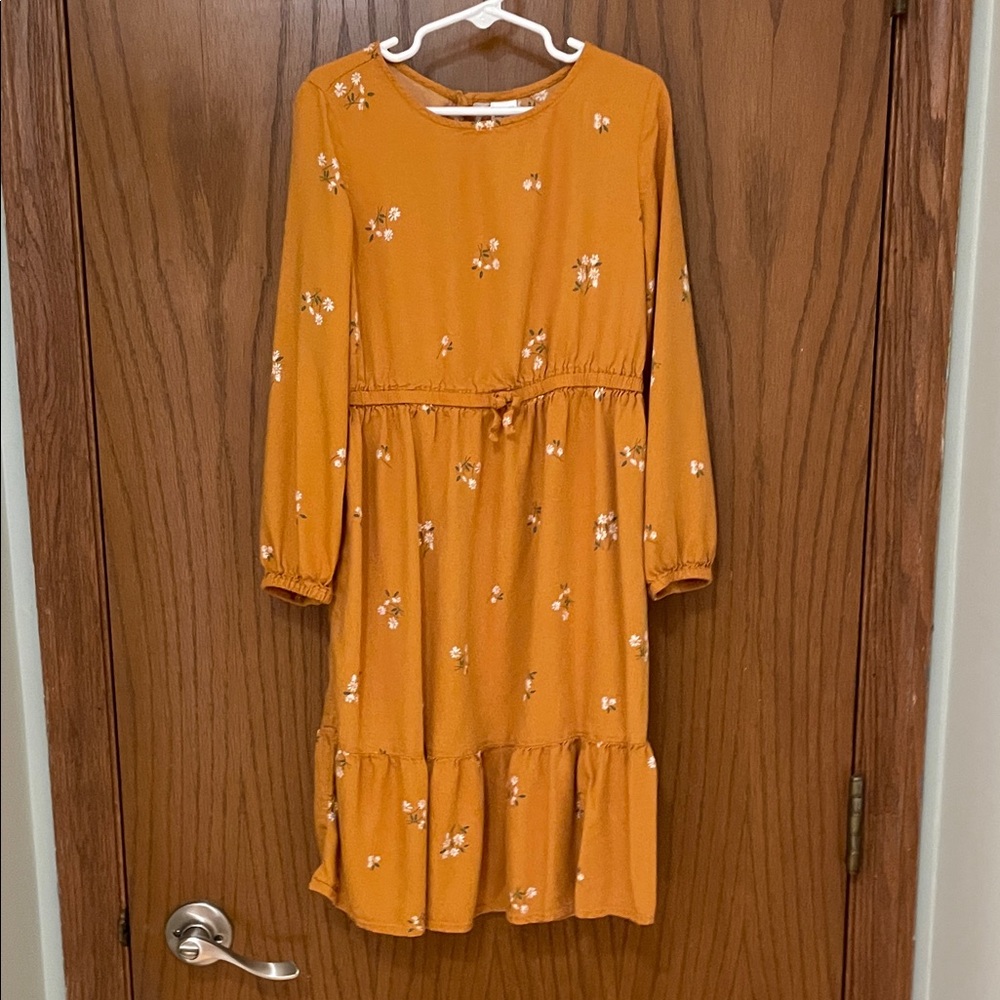 OshKosh B'gosh UEC Girls Size 8 Floral Tiered Dress in Vibrant Orange